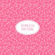 Romantic line seamless pattern with hearts Beautiful vector illustration Background N4