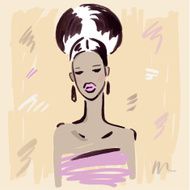 Fashion girl Hand drawn Portrait N7