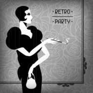 Retro party background with beautiful girl of 1920s style