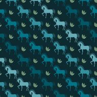 blue horses seamless pattern vector background on the dark cover