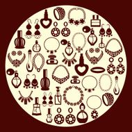 set of Jewelry and perfume Icons silhouette
