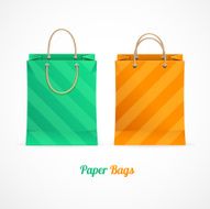 Vector green and orange paper shopping bags