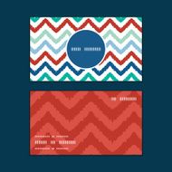 Vector colorful ikat chevron vertical round frame pattern business cards