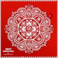 Beautiful Christmas lace ornament with a knitted background