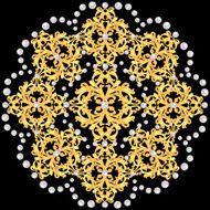 background with gold ornament and pearls