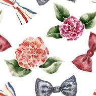 Seamless pattern with flowers and bow tie N2