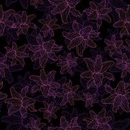 Floral pattern Lily on a black background