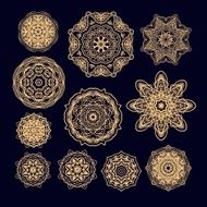 Set of decorative rosettes-stars in arabic style N3