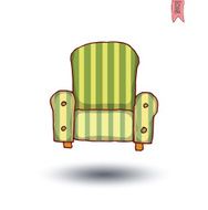 striped sofa isolated Hand drawn sketch illustration N2