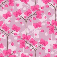 Seamless tropical pattern with stylized orchid flowers