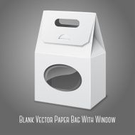Blank white realistic paper packaging bag with handle and transparent N2