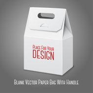 Blank white paper packaging bag with handle Vector