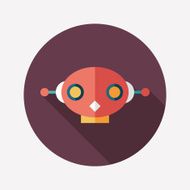Robot flat round icon with long shadows Set 10