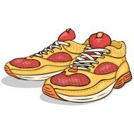 Vector Cartoon Red and Yellow Running Shoes N2