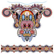 Neckline ornate floral paisley embroidery fashion design N45