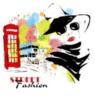 Fashion girl in sketch-style N159