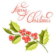 Christmas mistletoe branch drawing N2