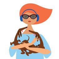 Young fashionable girl with dachshund