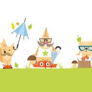 Cartoon Animals Hipster Style