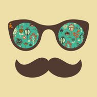 Hipster vintage sunglasses with colorful flowers