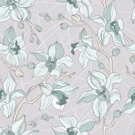 Vector Seamless Pattern consist of Orchids