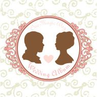 Vector Just married Silhouette in Vintage Frame N3