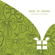 Vector green bows Christmas gift box silhouette pattern frame card