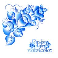 Gzhel style floral garland