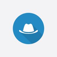 classic hat Flat Blue Simple Icon with long shadow