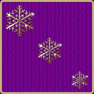 Vector abstract knitted pink background with yellow snowflake embroidery