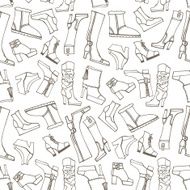 Females shoes boots seamless pattern Outline Sketchy