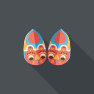 Embroidered shoes flat icon with long shadow eps10 N18
