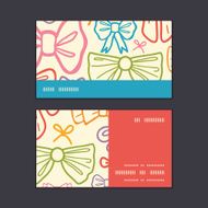 Vector colorful bows horizontal stripe frame pattern business cards set