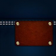 jeans seam with leather label