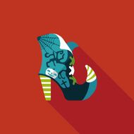 Halloween boot flat icon wtih long shadow eps10 N12
