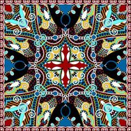 silk neck scarf or kerchief square pattern design in ukrainian N49