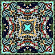 silk neck scarf or kerchief square pattern design in ukrainian N51