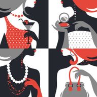 Set of beautiful fashion woman silhouettes