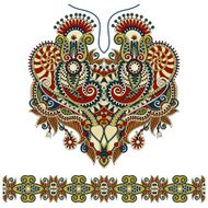 Neckline ornate floral paisley embroidery fashion design N46