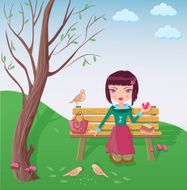 Cute girl having lunch in the park N2