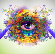 Eye on a colored background Esoteric illustration N3