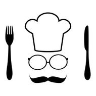 chef hat glasses and mustache