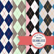 Vector English Rhombus Seamless Pattern Set