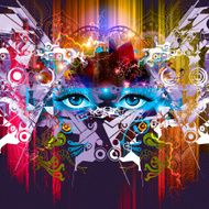 Eye on a colored background Esoteric illustration N4