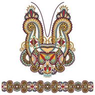 Neckline ornate floral paisley embroidery fashion design ukrain N46