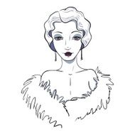 Retro Sketch Vector retro Girl