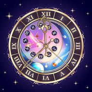 Zodiac signs astrological clock vector