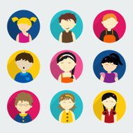 Set of cute little kids wearing colorful dresses