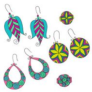 vector set of different female earrings