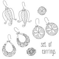 vector set of different female earrings N2
